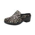 Side view of the Women’s Alegria Sereniti in Tundra, highlighting the supple leather upper, double elastic side goring, and sleek slip-on silhouette designed for all-day comfort.