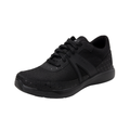Alegria Women’s TRAQ Qarma Walking Shoe in Black Swell side view showcasing the breathable mesh and synthetic upper, adjustable lace-up design, TRAQ by Alegria smart walking technology, cushioned midsole, and slip-resistant outsole built for everyday comfort and support.