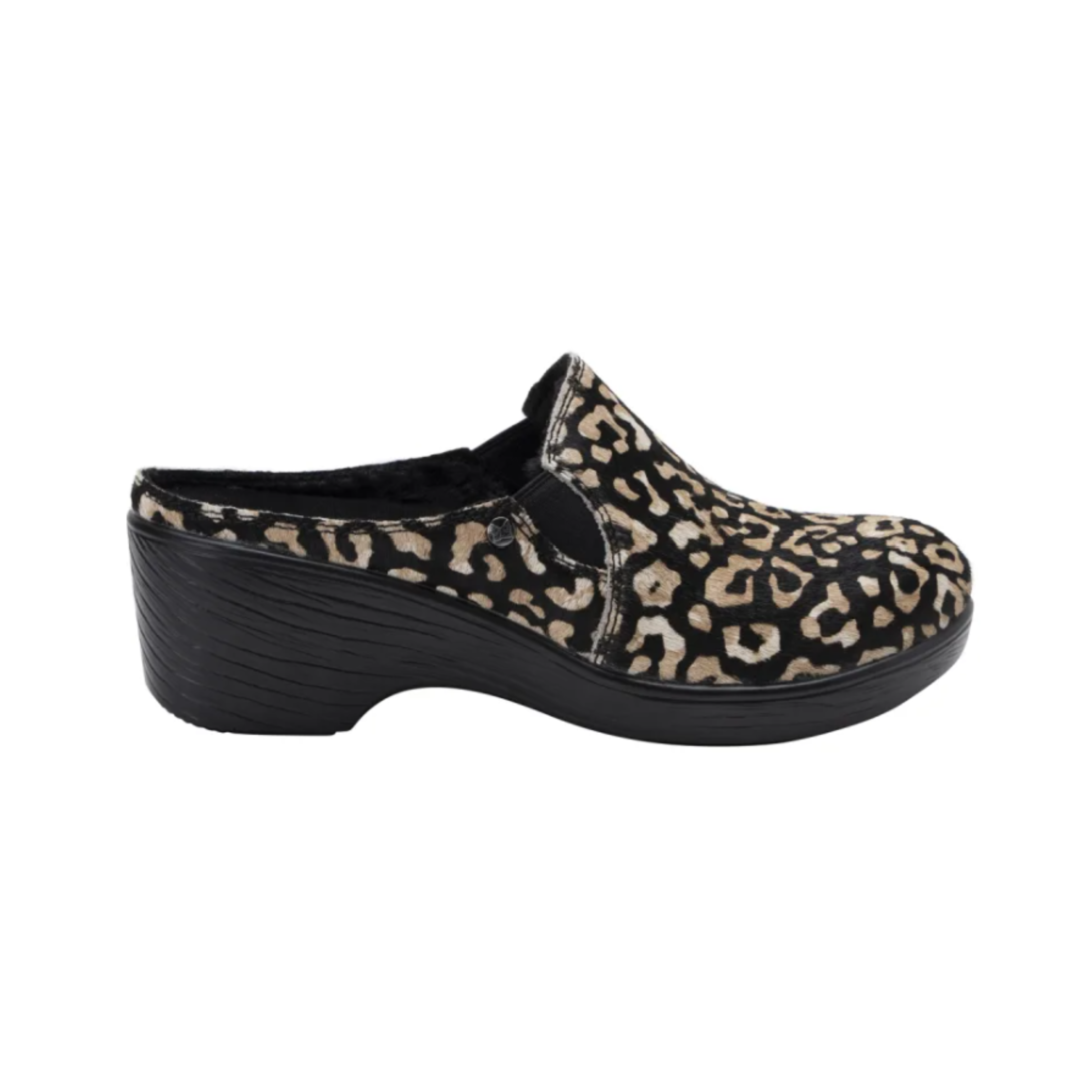 Side view of the Women’s Alegria Sereniti in Tundra, highlighting the supple leather upper, double elastic side goring, and sleek slip-on silhouette designed for all-day comfort.