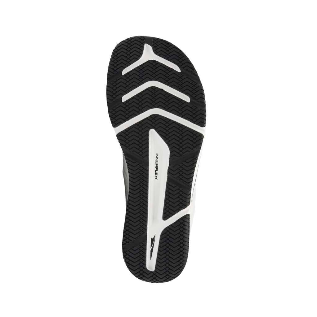 Altra Men’s Solstice XT 2 Cross-Training Shoe in White bottom view featuring the durable rubber outsole with traction pattern engineered to provide reliable grip, stability, and performance for gym workouts, strength training, HIIT, and cross-training activities.
