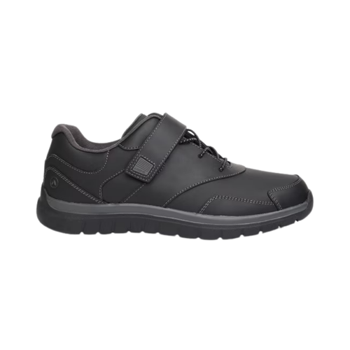 Anodyne Men’s Sport Walker Orthopedic Shoe in Black side view showcasing the extra-wide XW fit, seamless protective upper, lightweight breathable construction, supportive heel counter, padded collar, and slip-resistant rubber outsole designed for diabetic-friendly comfort and orthopedic foot support.