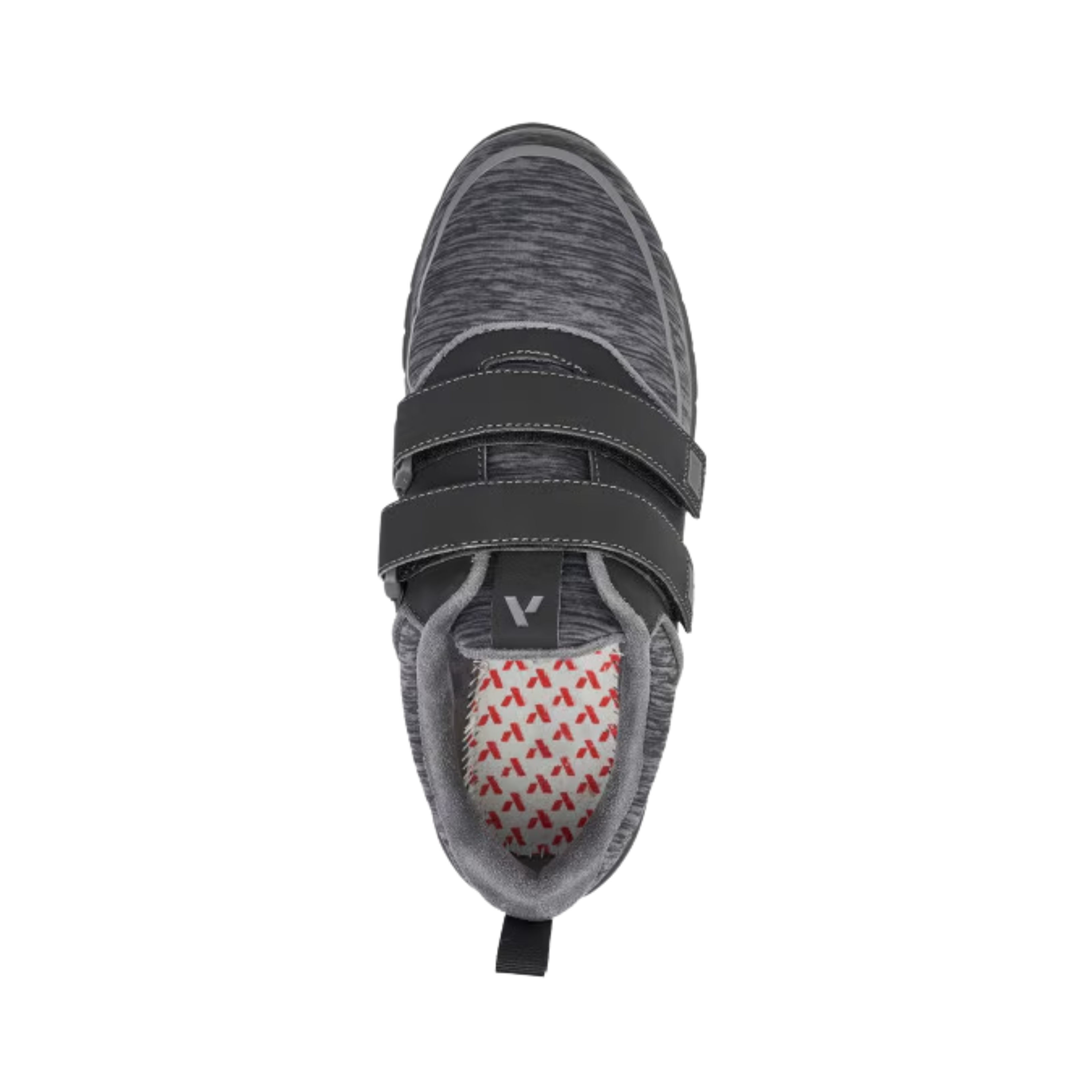 Anodyne Women’s #77 Sport Double Depth Therapeutic Shoe in Black/Grey top view showcasing the breathable mesh upper, adjustable laces, padded seamless interior lining, extra-depth opening, and dual removable insoles designed for personalized orthopedic support and AFO compatibility.