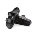 Top/bottom view of the Birkenstock Men’s Arizona Essential EVA in Black, displaying both the contoured footbed with arch support and the flexible, quick-drying EVA outsole for all-day comfort and stability.
