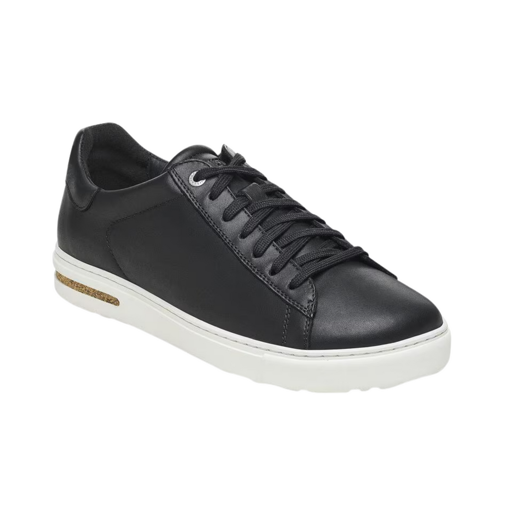Birkenstock Women’s Bend Low in Black Leather featuring a genuine smooth leather upper, classic lace-up design, removable anatomically shaped cork-latex footbed, padded collar and tongue, and durable rubber outsole designed for everyday comfort, stability, and timeless style.