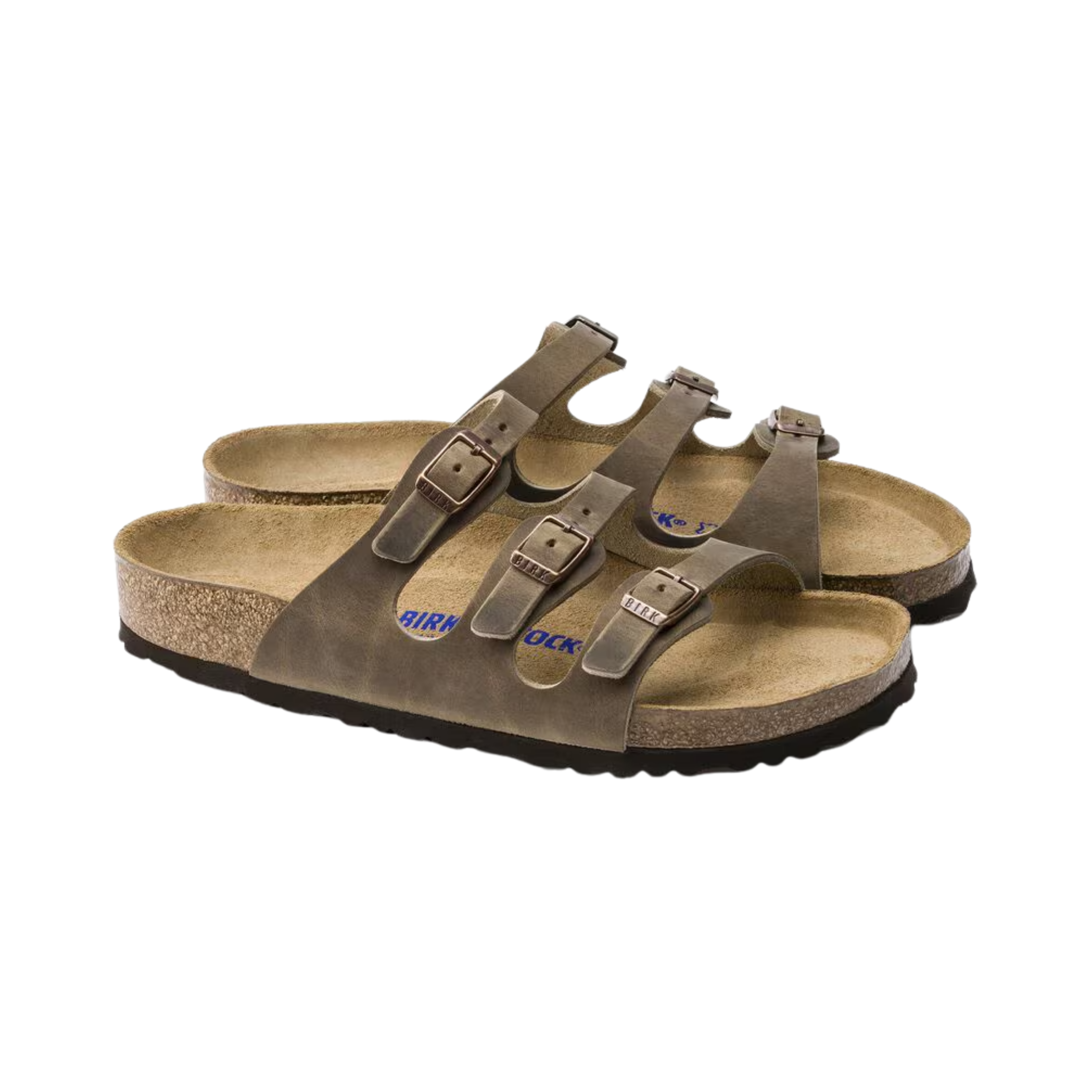 Birkenstock Women’s Florida Soft Footbed in Tobacco Brown Oiled Leather featuring a premium oiled leather upper in a rich tobacco brown finish, three adjustable straps with metal buckles, cushioned Soft Footbed with an added foam layer, anatomically shaped cork-latex footbed, and lightweight EVA outsole designed for timeless style, lasting comfort, and everyday support.