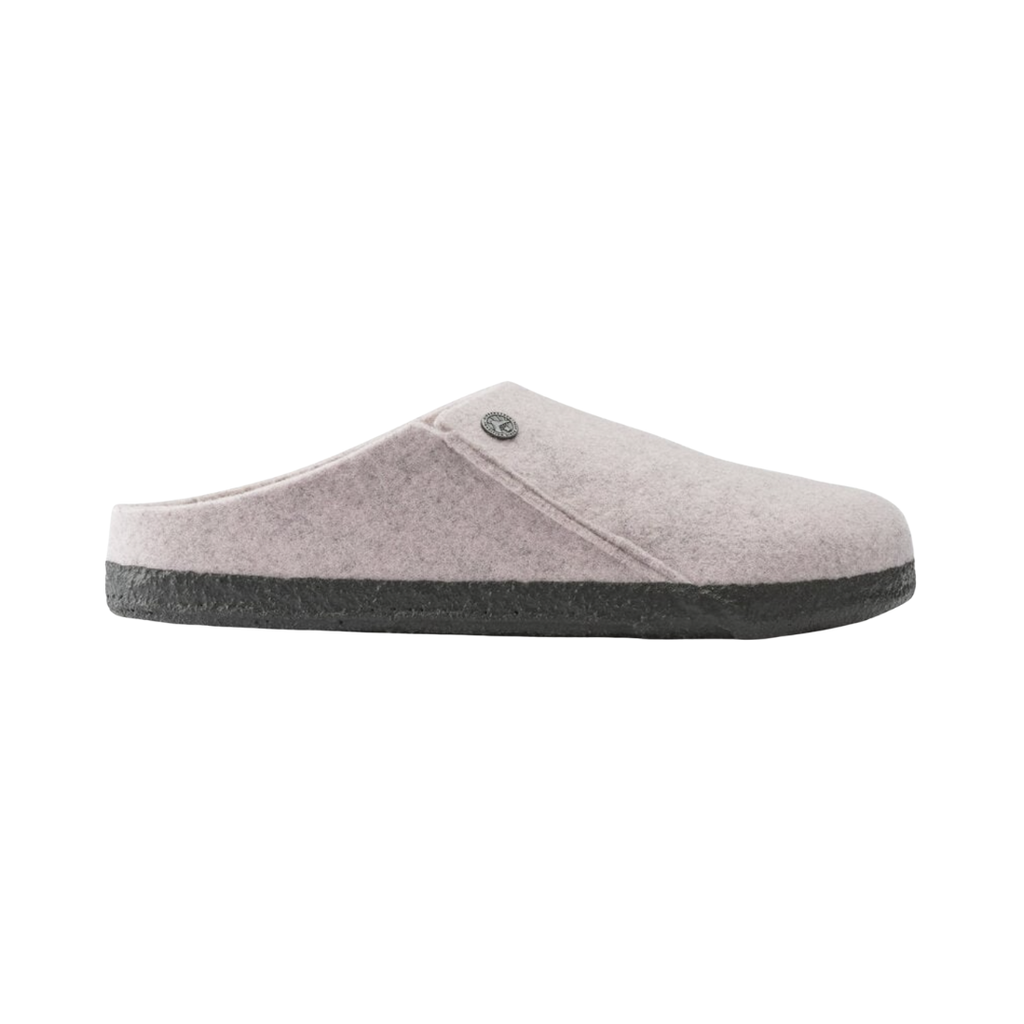 Birkenstock Women’s Zermatt Shearling Slipper in Soft Pink Wool Felt featuring a premium wool felt upper, easy slip-on design, genuine shearling lining, anatomical cork-latex footbed, and durable rubber outsole designed for cozy warmth, everyday comfort, and supportive indoor or light outdoor wear.