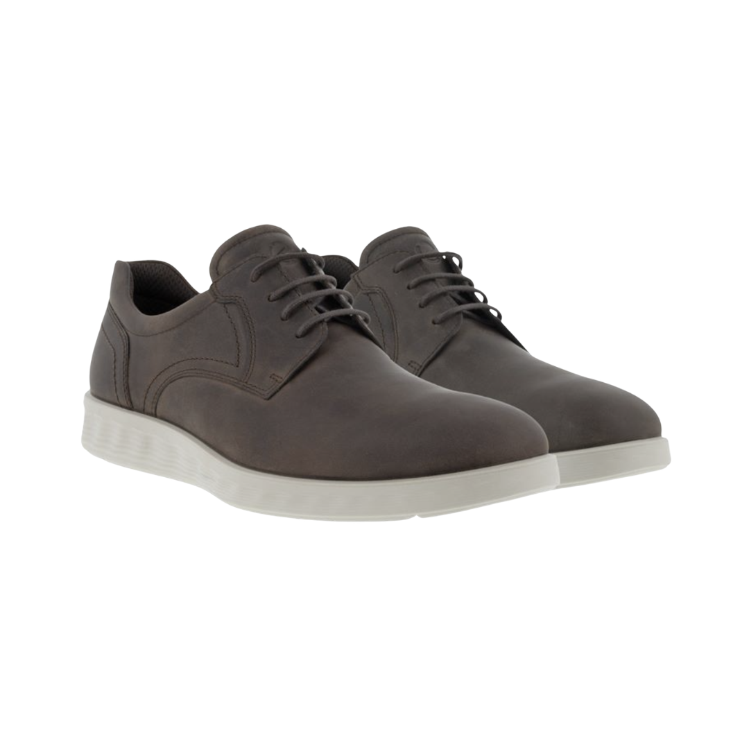 ECCO S Lite Hybrid Derby in Coffee featuring a premium suede upper, classic Derby silhouette, FLUIDFORM™ Direct Comfort Technology, ultra-light PU outsole, textile lining, lace-up closure, and removable orthotic-friendly footbed designed to combine refined style with lightweight comfort.
