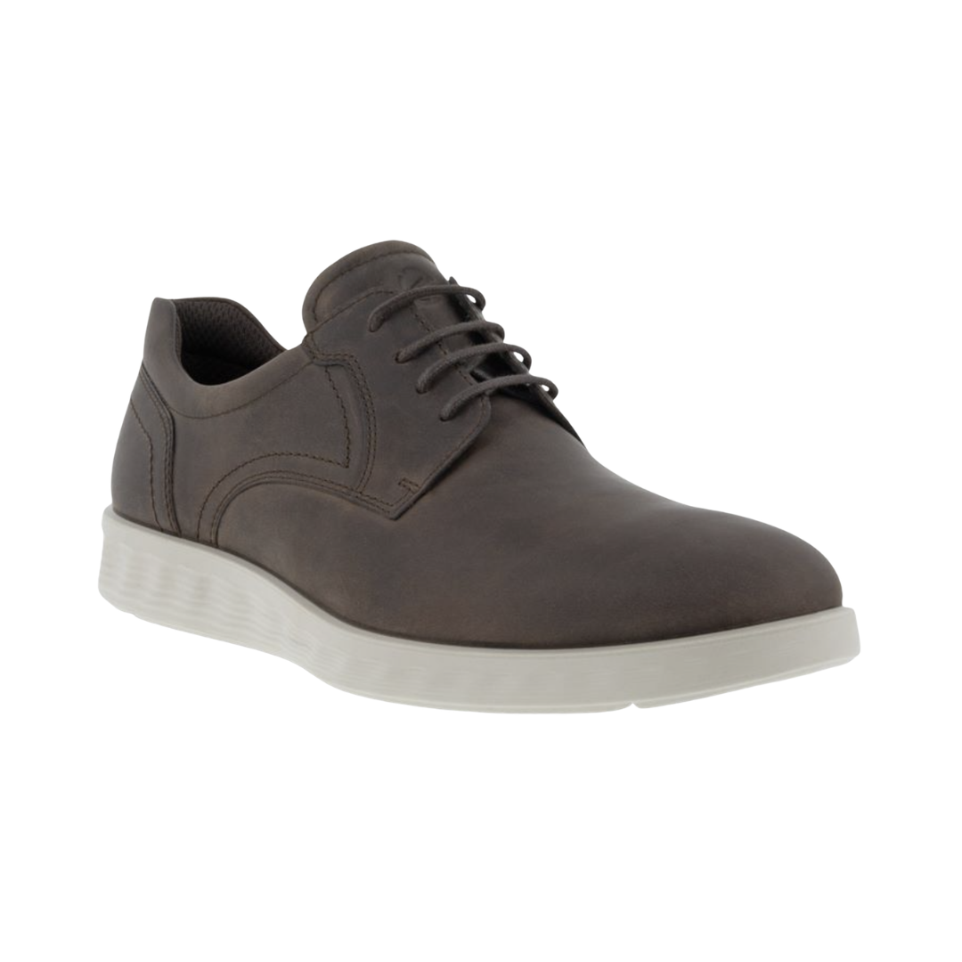 ECCO S Lite Hybrid Derby in Coffee featuring a premium suede upper, classic Derby silhouette, FLUIDFORM™ Direct Comfort Technology, ultra-light PU outsole, textile lining, lace-up closure, and removable orthotic-friendly footbed designed to combine refined style with lightweight comfort.