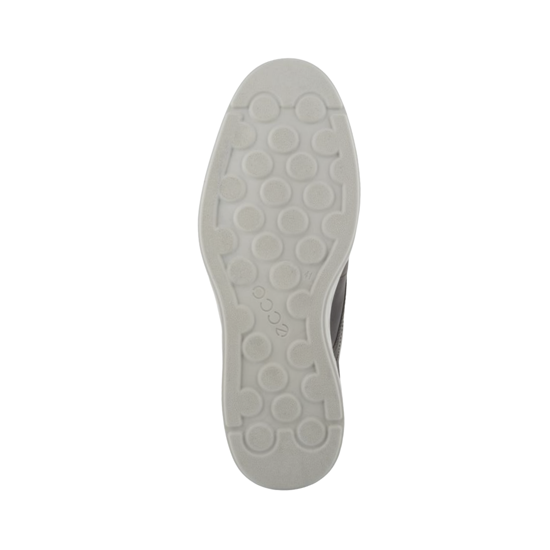 Bottom outsole view of the ECCO S Lite Hybrid Derby in Coffee featuring the ultra-light PU outsole engineered to provide reliable grip, flexibility, and shock absorption while FLUIDFORM™ Direct Comfort Technology and the cushioned footbed help provide comfort for conditions such as plantar fasciitis, flat feet, overpronation, metatarsalgia, arthritis, joint pain, and general foot fatigue.