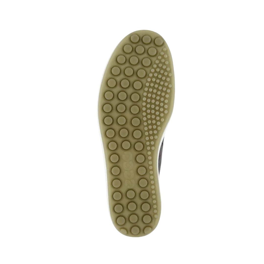 Bottom outsole view of the ECCO Women’s Soft 7 Zip Bootie in Gravity featuring the durable PU/TPU outsole engineered to provide lightweight traction and flexibility while FLUIDFORM™ Direct Comfort Technology helps provide supportive cushioning for conditions such as plantar fasciitis, flat feet, overpronation, heel pain, metatarsalgia, and sensitive feet.