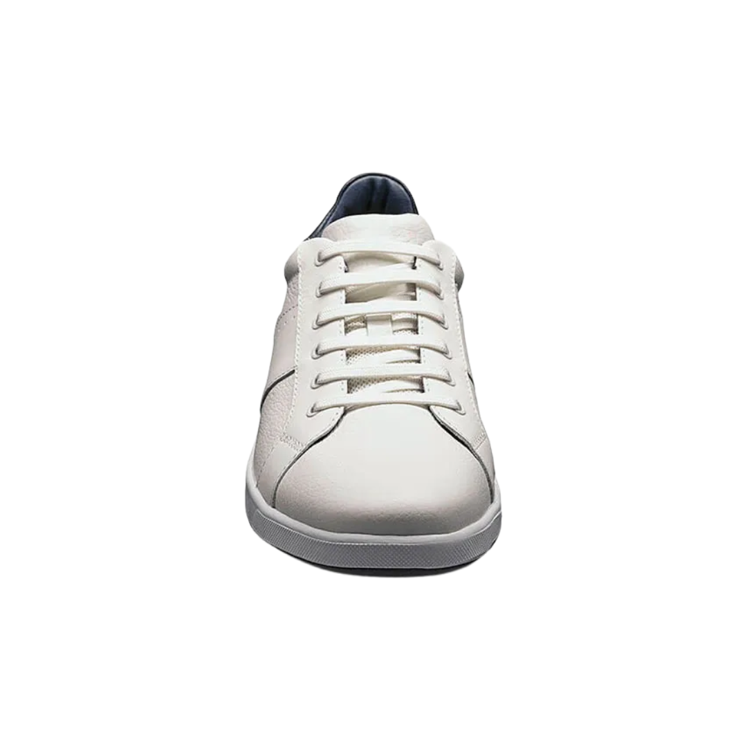 Front view of the Florsheim Crossover Lace-To-Toe in White showcasing its clean sneaker-inspired design, smooth leather upper, and full lace-to-toe closure for a secure, customizable fit.