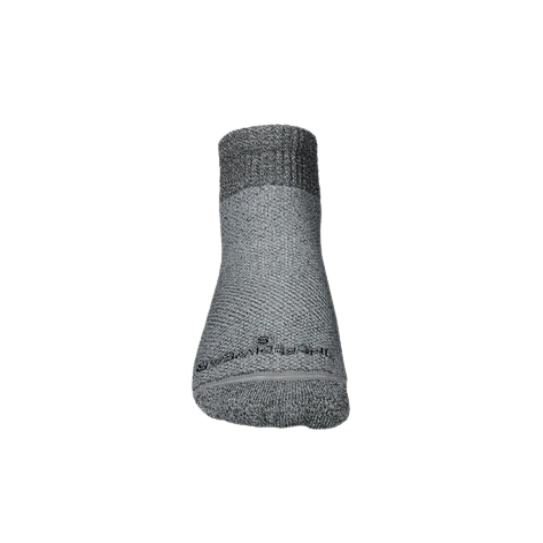 Incrediwear Unisex Circulation Ankle Socks in Grey featuring infrared-activated semiconductor-infused fabric, ankle-length coverage, moisture-wicking construction, and a comfortable low-cut design for everyday and athletic wear.