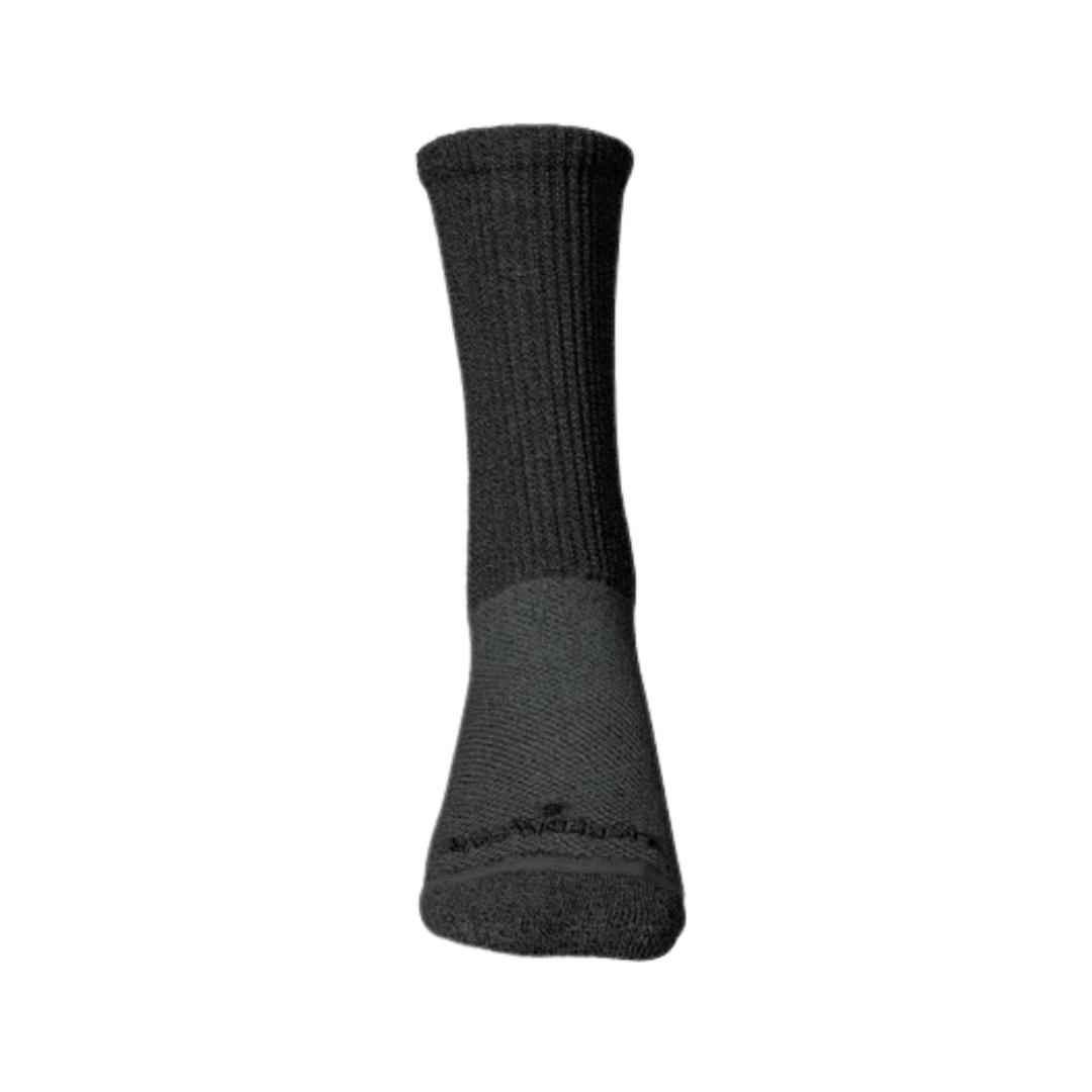 Incrediwear Unisex Circulation Crew Socks in Black featuring circulation-enhancing semiconductor-infused fabric, comfortable crew-length coverage, moisture-wicking construction, and a non-compression design for everyday wear.