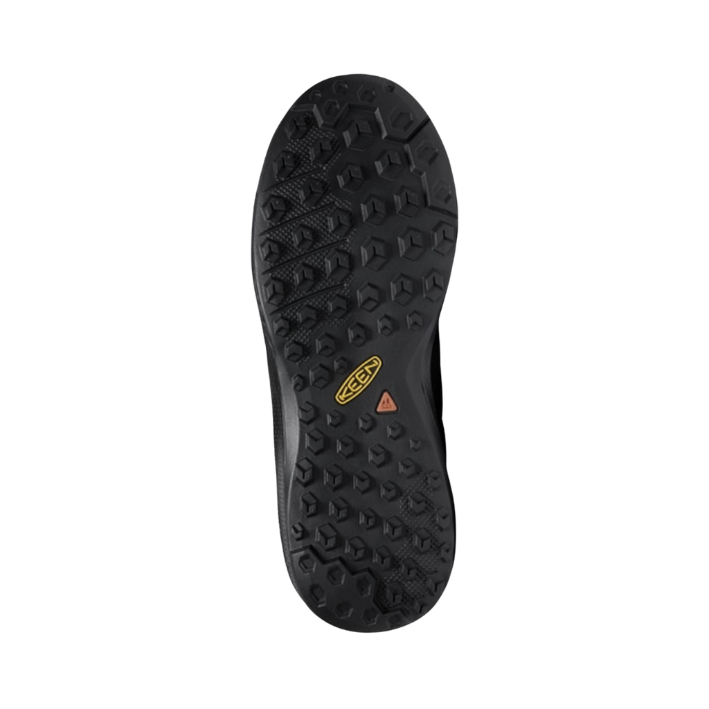 KEEN Women's Explore Waterproof Hiker outsole featuring 4mm multidirectional lugs designed for traction on rocky, muddy, and uneven terrain.
