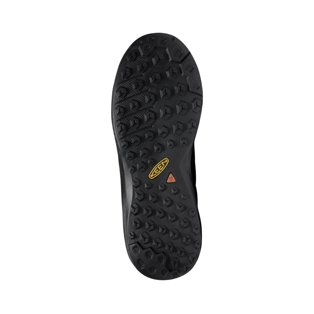 KEEN Women's Explore Waterproof Hiker outsole featuring 4mm multidirectional lugs designed for traction on rocky, muddy, and uneven terrain.