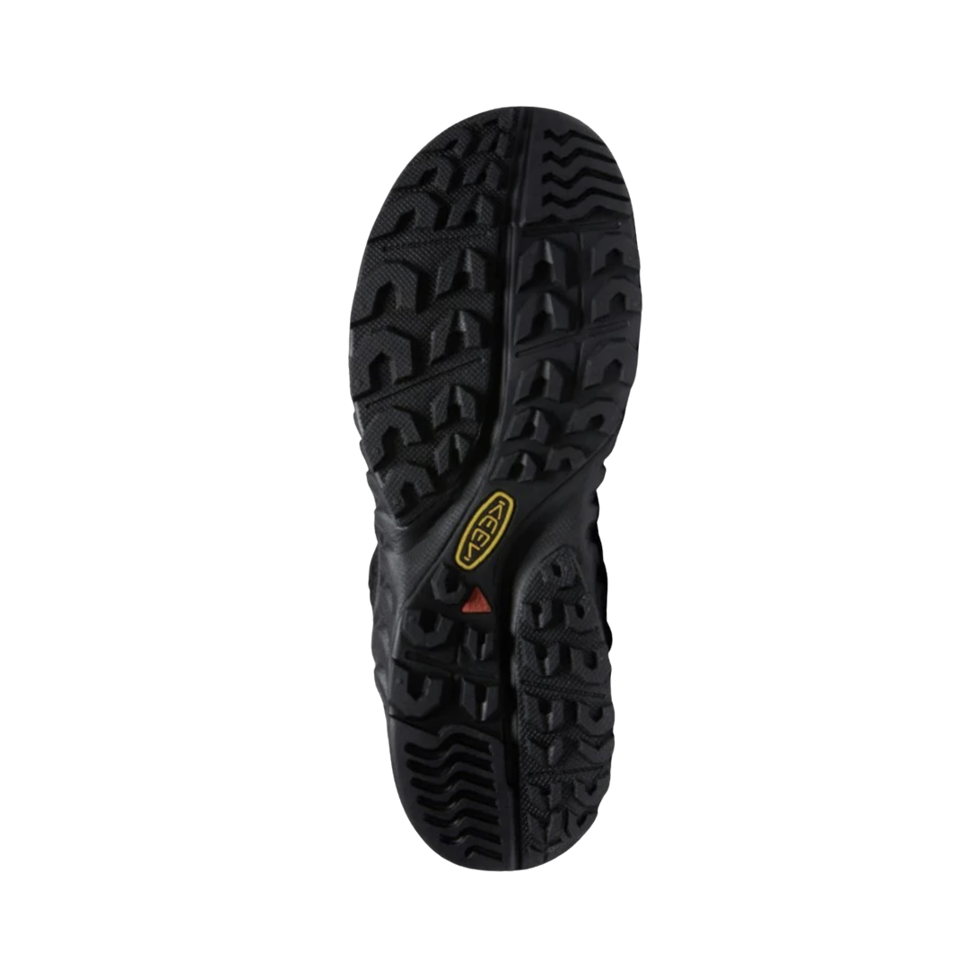 KEEN Men's Uneek NXIS Sandal outsole featuring durable rubber construction and traction designed to provide grip on varied surfaces.