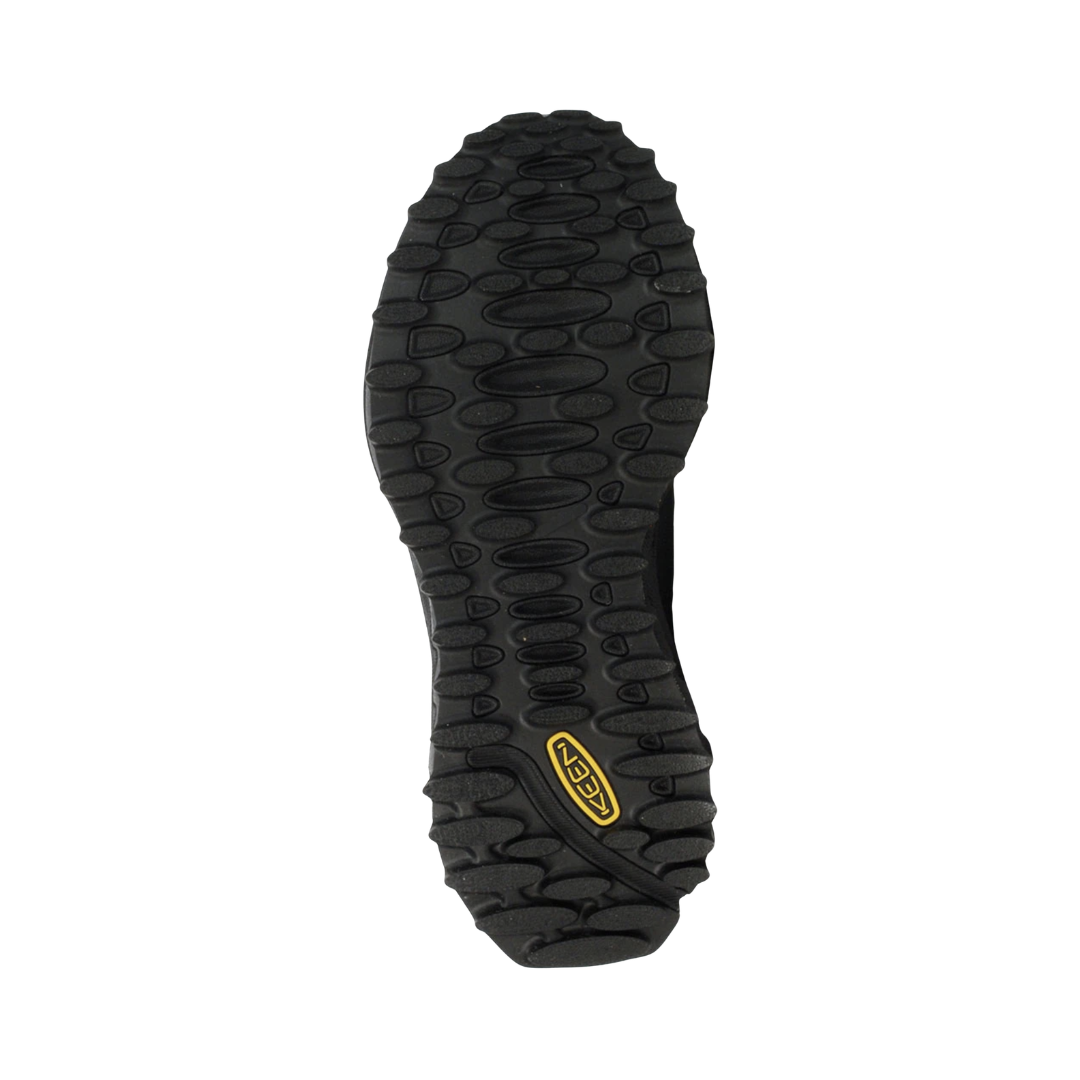 KEEN Men's Zionic Waterproof Hiking Shoe outsole featuring multi-directional rubber lugs designed to provide dependable traction on wet, rocky, and uneven trails.