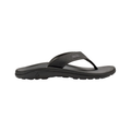 Side view of the Men’s Olukai ʻOhana in Black/Dark Shadow, highlighting the water-resistant synthetic straps, anatomical EVA midsole, and flexible lightweight design.