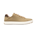 Side view of the Men’s Olukai Lae‘Ahi Li ‘Ili in Khaki, highlighting the smooth full-grain leather upper, sleek silhouette, and Drop-In Heel® versatility for slip-on or traditional sneaker wear.