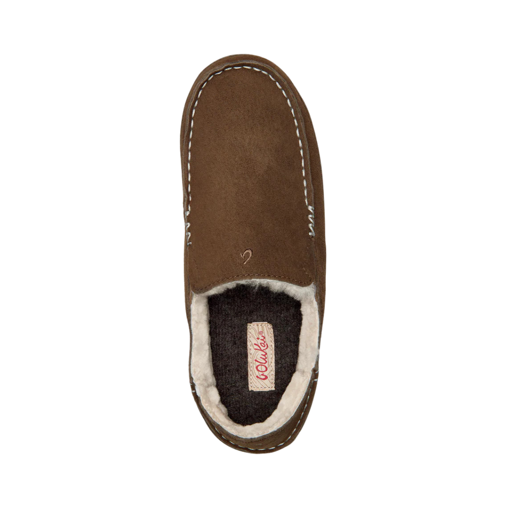 Top view of the Women’s Olukai Nohea Slipper in Ray, displaying the cushioned footbed, arch support, and soft shearling lining for warmth and comfort.