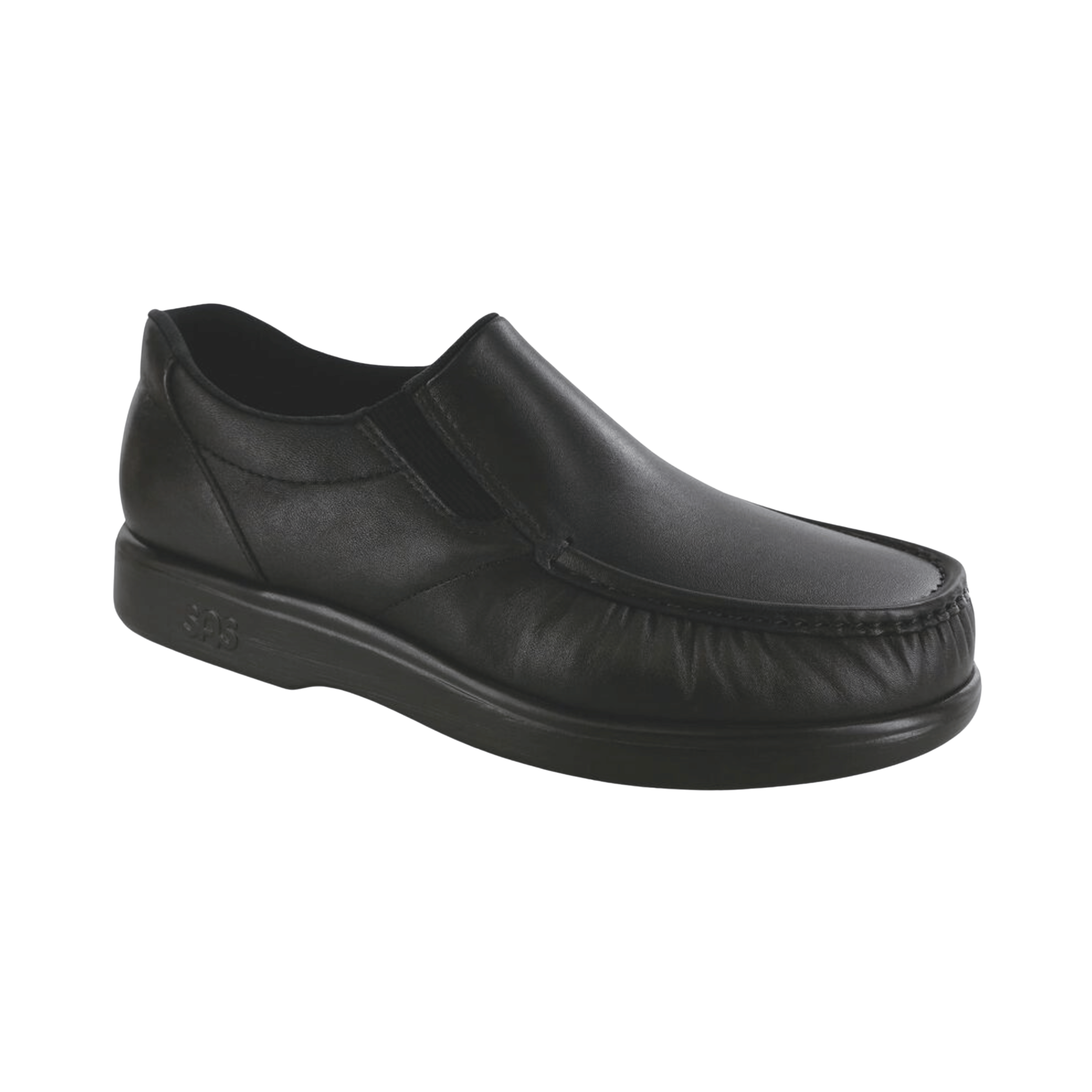 Men's Side Gore Slip-On Loafer - Black Smooth (Regular Width)