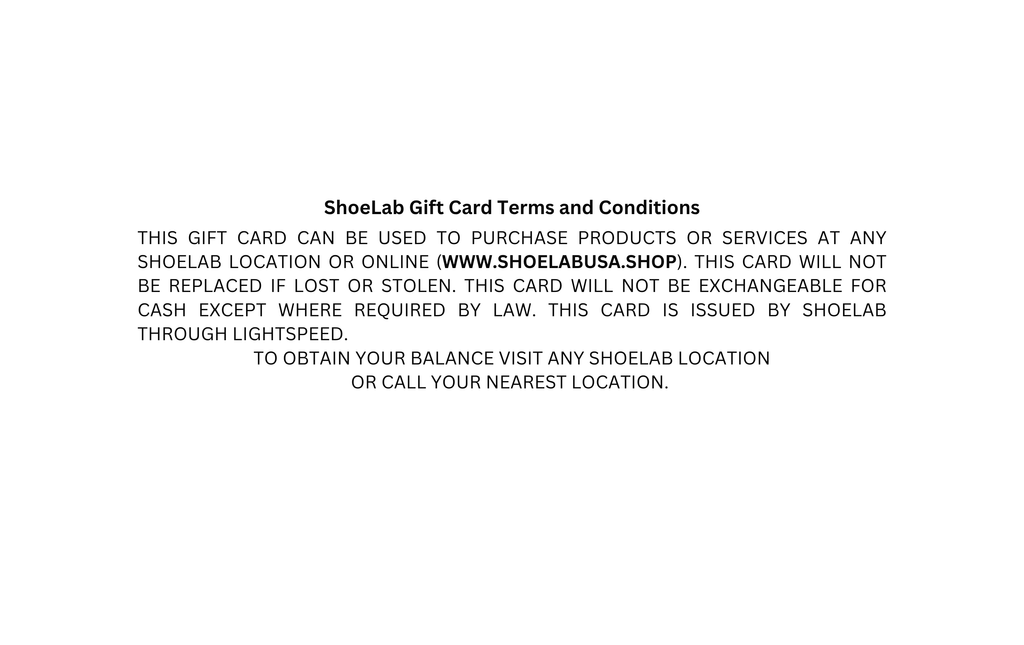 ShoeLab Orthotics & Footwear Gift Card